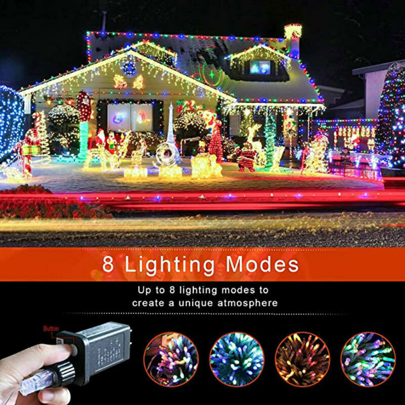 Solar LED Star Waterfall Light Christmas Tree String Lights Remote