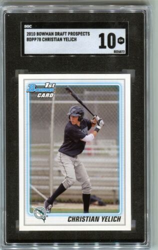 2010 Bowman Draft BDPP78 Christian Yelich SGC 10 Gem Mint QTY - Picture 1 of 2