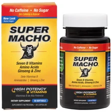 Super Macho with Zinc, Ginseng and High Potency B Vitamins, 50 softgels,  3/2027