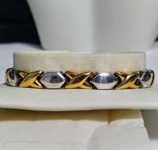 Vintage 14K Two-Tone Gold Finish XO Design Hugs Kisses XO Tennis Bracelet