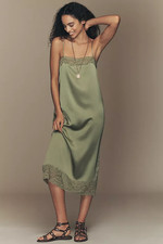 REFORMATION Mackenzie Silk Lace Midi Slip Dress Artichoke size S