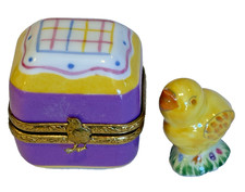 LIMOGES PEINT MAIN Box-BABY SPRING CHICK BARATIJA en CAJA DECORADA EN PASTEL-¡Cutie!