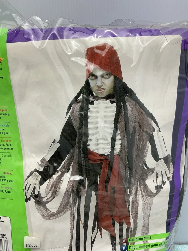 Nuevo DISFRAZ FANTASMA Barco PIRATA NIÑOS Náufrago Grande 8-10 Niño Zombi Foto 2 de 4