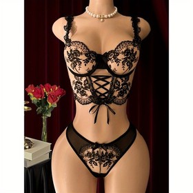 Women's Sexy Lingerie Lace Babydoll Bra Thong Set Sleepwear Underwear Nightwear