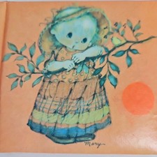 1970  s Hallmark Mini Photo Album Mary Hamilton Design Orange 4.5"x3.75"