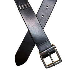 Gap Leather Belt Black Silver Metal Accents and Buckle Sz 38 36-40 1 3/8" Wide