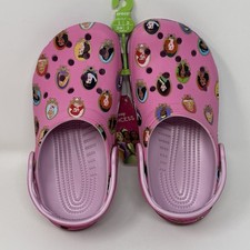 Crocs Disney Princesses Classic Clogs Pink Youth Big Kids Girls Size J2 NEW