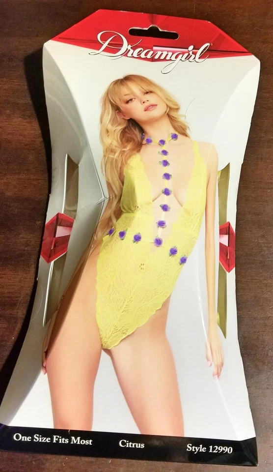 Lace Teddy with Organza Rosette Harness Set - Citrus - One Size Fits Most - Image 2 of 3