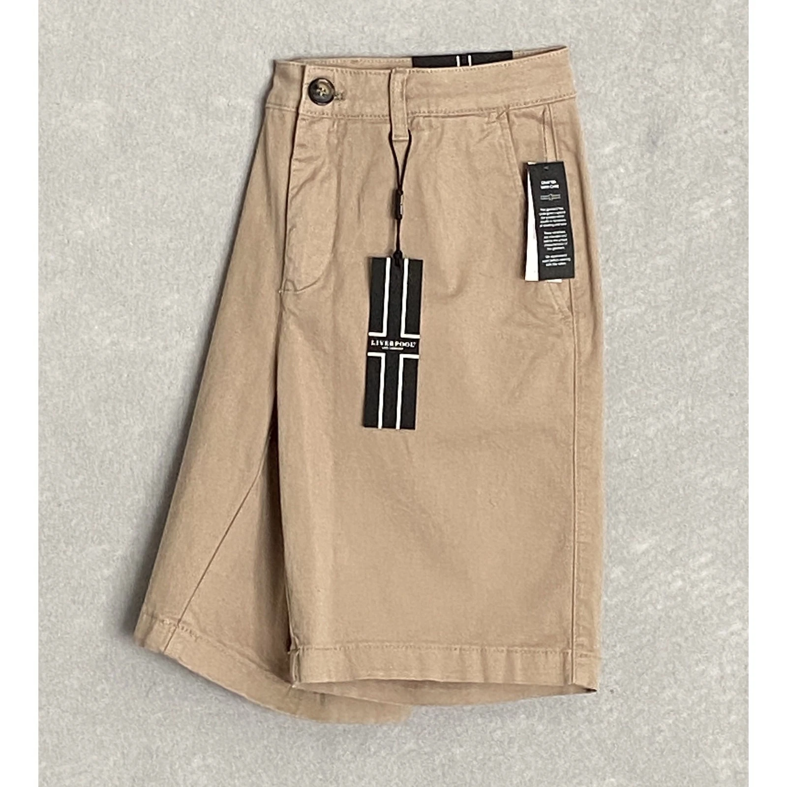 Liverpool Los Angeles Men's 30W Khaki Trouser Short Stretch Flat Front NEW