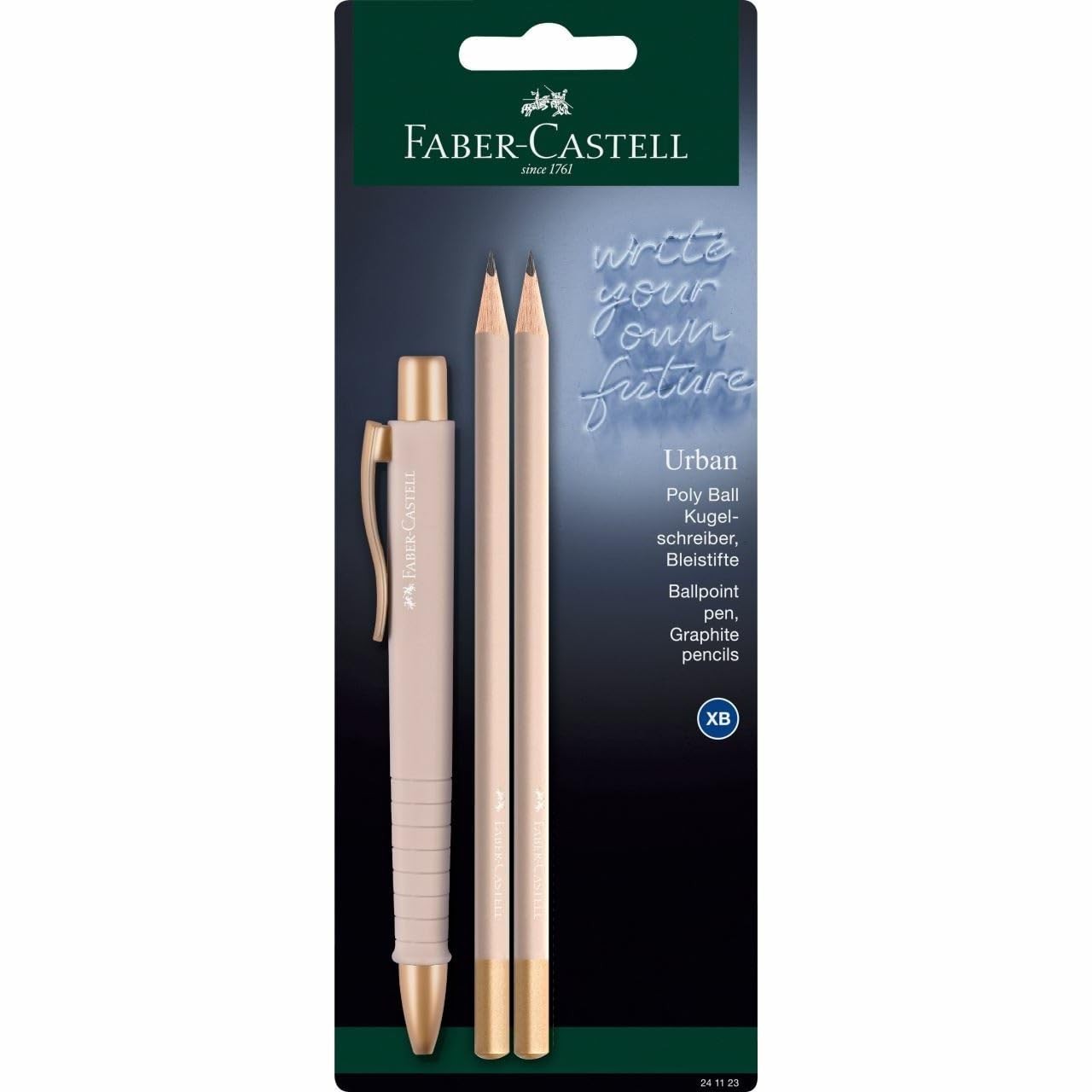 Faber-Castell Pale Rose 241123 Writing Set with Poly Ball Urban Ballpoint Pen an