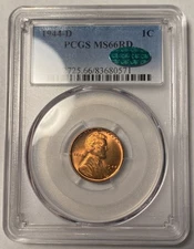 1944-D Lincoln Wheat Cent PCGS MS66RD CAC Looks Undergraded