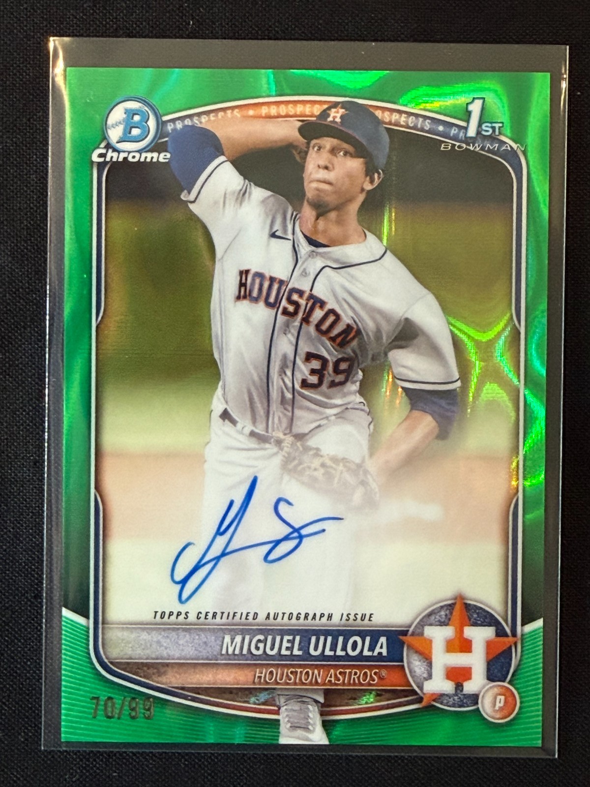 2025 Bowman Chrome Miguel Ullola 1st Bowman Green Lava Refractor Auto /99