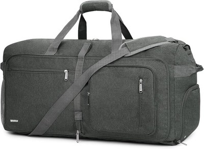 WANDF Reisetasche 65L mit Schuhfach Faltbare Weekender-Handgepäck, grau, groß
