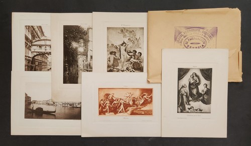 1898 antique VENEZIA italy ENGRAVING SET w ENV AURA MADONNA VENUS CALLI E CANALI
