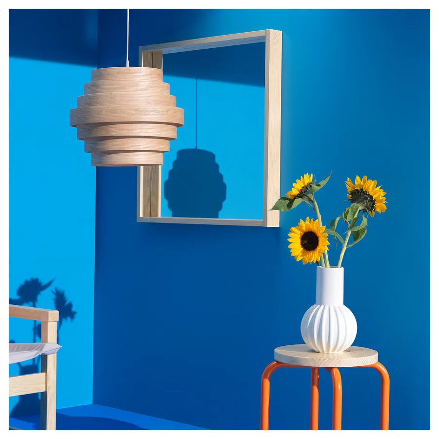 IKEA DYKARKLOCKA Pendant Lamp Shade White Stained Oak Veneer Design 16" - Image 3 of 4