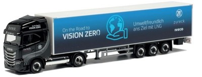 Herpa 948388 - 1/87 Iveco S-Way LNG Koffer-Sattelzug Zureck / Vision Zero - Neu