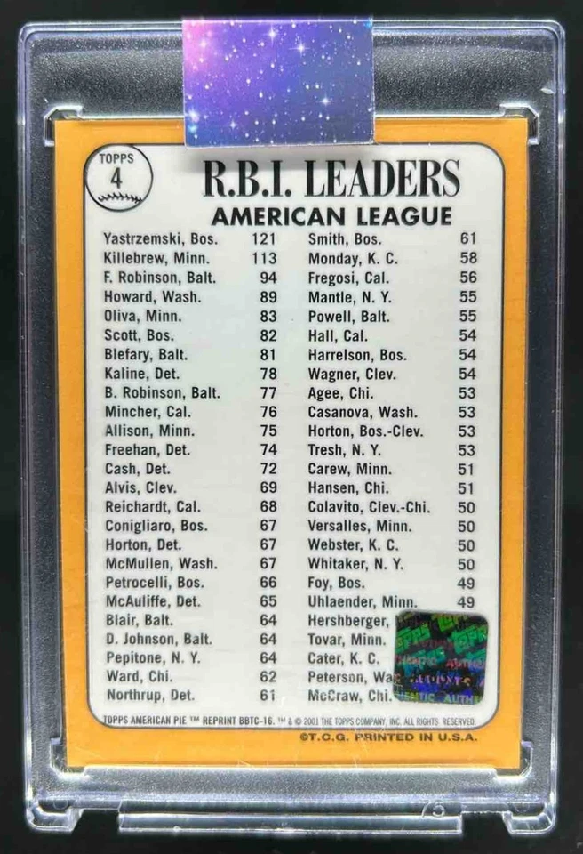 2001 Topps American Pie Carl Yastrzemski Timeless Classics Jersey #BBTC-16 - Image 2 of 2