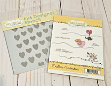 Taylored Expressions ENDLESS VALENTINE Rubber Stamp and 6x6 LOVED Stencil - New 