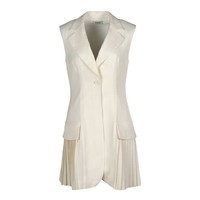 Sandro Kleid Weiß Gr. 38 FR / M Damen Viskose Plissee Blazerkleid SFPRO03581