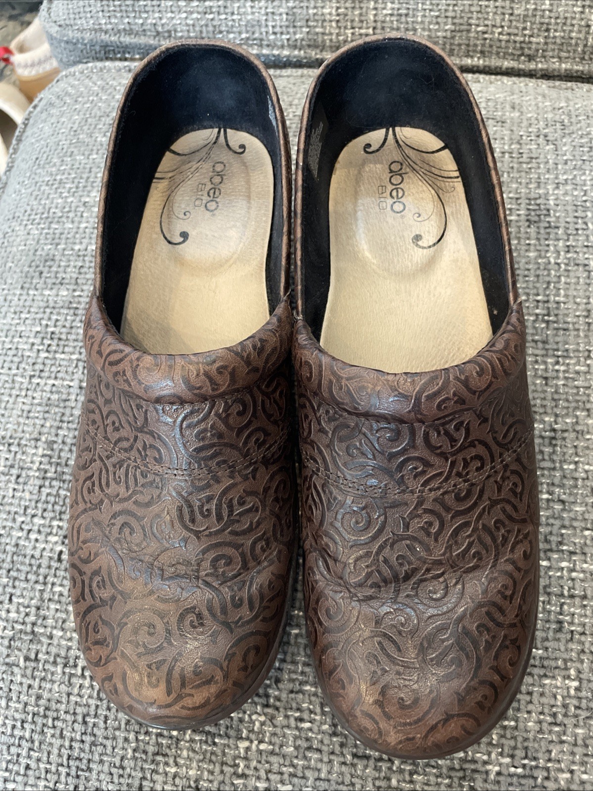 SAOLA Zoccolo Abeo BIO marrone lavorato FLORA AF148 US 10 N 5506 tomaia in pelle suola in gomma