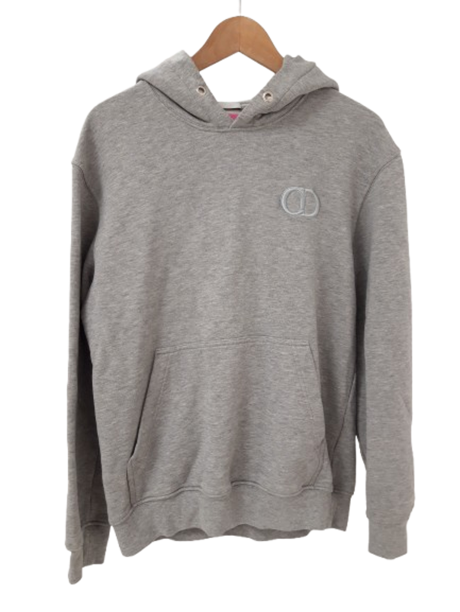 Dior Men's Dior Archives Patch Grey Hoodie CD Icon Cowhide
