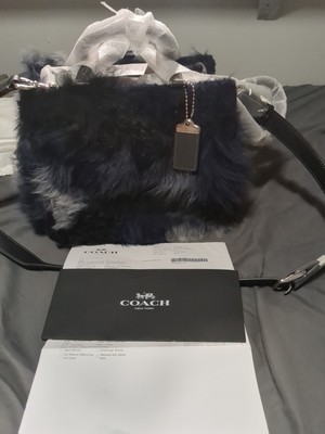 Coach Rogue 25 CM570 Patchwork Handbag Shoulder Bag Navy Authentic 