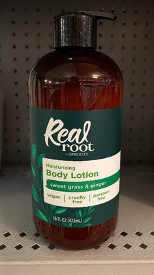 Real Root Moisturizing Body Lotion Sweet Grass & Ginger 16oz Vegan Paraben Free