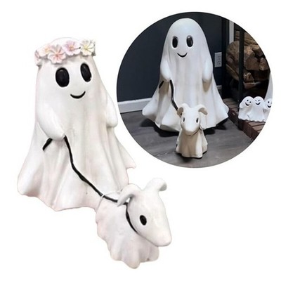 Goblin And Ghoul Ghost Walking Dog,Spooky Ghost Dog Halloween Figurine