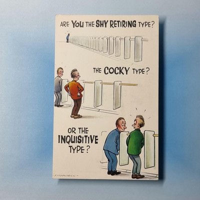 Freche Comic Postkarte um 1975 Toilette Humor Urinal Typen Bamforth & Co