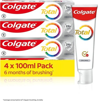 Colgate Zahnpasta Total Original Zahncreme gegen Karies und Plaque. Schützt den