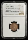 1914-D Lincoln Wheat Cent 1C NGC Good Details Environmental Damage