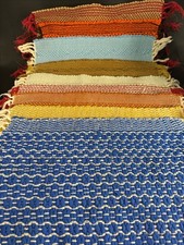 Multi Color Eclectic Placemats Set Of 9 All Colors Woven Fringe 16.5 X 11.5