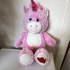 Unicorn Plush Doll Medium Stuffed Toy Pink White Red Heart Detail