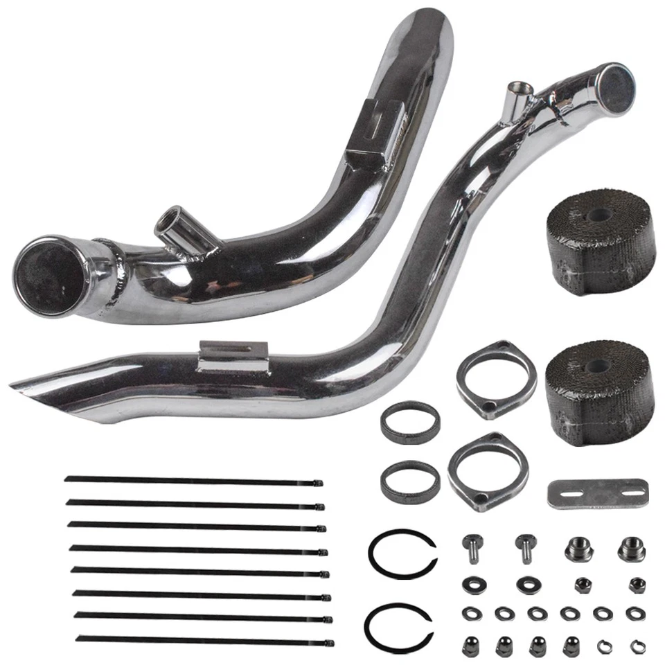 Tubos de escape LAF de 2 pol. com flange para Harley Sportster Dyna cromado envolto - Imagem 2 de 4