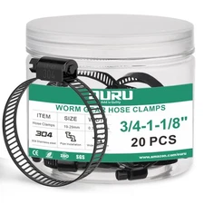 20PCS 3/4"-1-1/8" Black Hose Clamp,Adjustable 19-29mm Small Hose Clamps Stain...