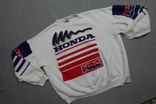 Vintage Honda HRC Sweatshirt Mens Medium White Club IBS Graphic Moto Racing