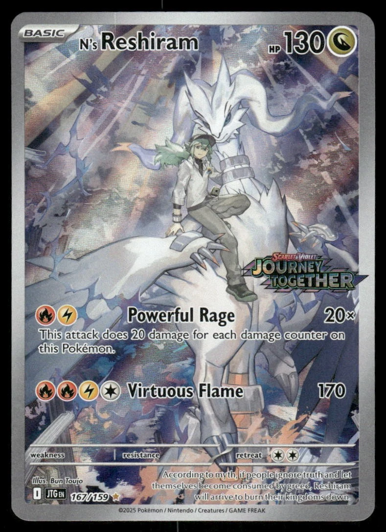 Pokemon Cards N's Reshiram 167/159 STAMPED Journey Together NM