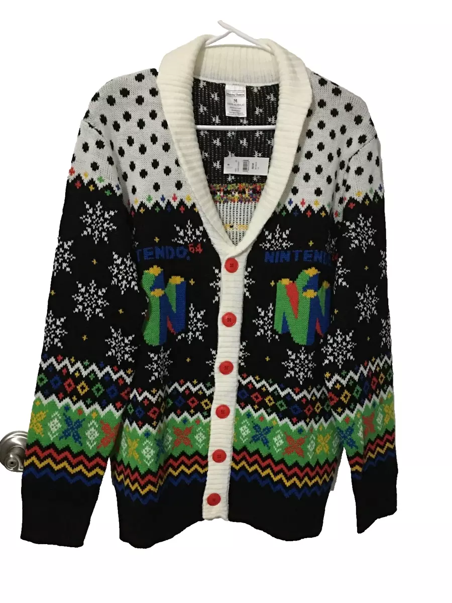 Official Nintendo 64 Christmas Cardigan Sweater Size M Medium