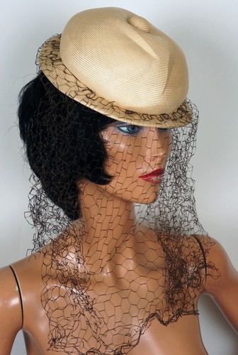 1960s Veiled Hat, by Patrick de Barentzen Monsieur Gilles - Italian Pith-Style H - Picture 3 of 5