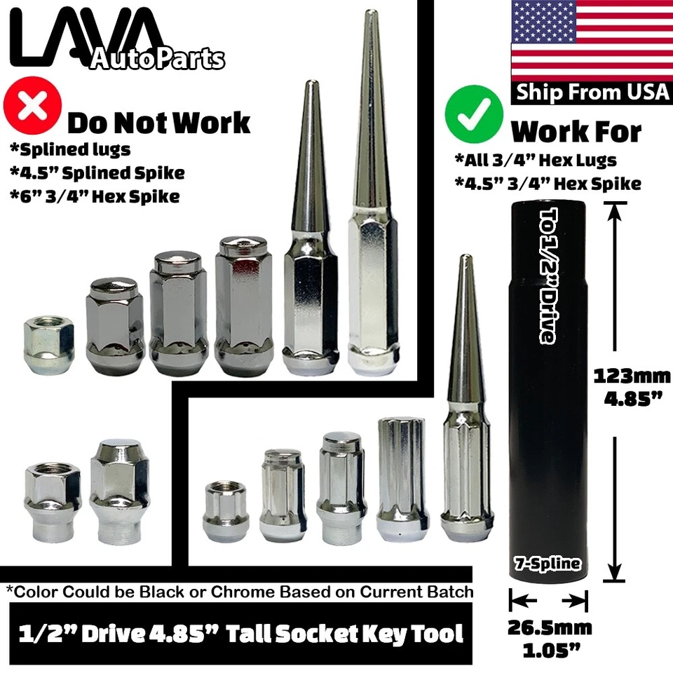 32x Tuerca de clavo negra 1/2-20 apta para camioneta Ford Ram3500 antigua Ford F250 F350 Foto 3 de 4