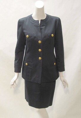 Rare find Chanel Vintage Black Jacket &skirt 42 Has Large Chanel Gold Buttons