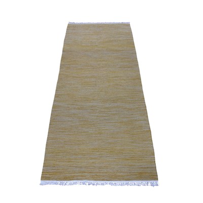 2'7''x6'5'' Yellow Shades Flat Weave Kilim Pure Wool Hand Woven Runner Rug R53872