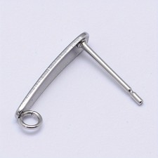 50Pc 304 Stainless Steel Stud Earring Findings with Loop Stainless Steel Color