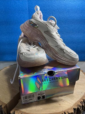 Skechers Metallic Shimmer Platform Sneakers, Light. Size 3. Kids