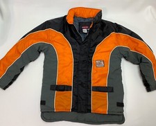 BUGLE BOY YOUTH XL 18-20 Zip Up Coat Jacket Black / Orange RARE VINTAGE 90s