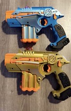 Nerf Lazer Tag Phoenix LTX Electronic Gun Interactive Weapons 2008 Blue Gold Lot
