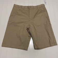 Old Navy Boys Khaki Shorts Tan Pockets Flat Front 100 Cotton Husky 12 New