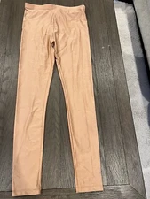 Men's Jock Beige Nude Shiny Spandex Tights Compression Pants Large