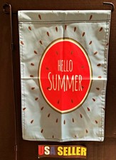 Welcome Garden Flag FREE USA SHIP Hello Summer Watermelon Fun Banner Sign12x18"