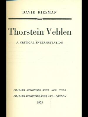 THORSTEIN VEBLER SPRACHBÜCHER DAVID RIESMAN CHARLES SCRIBNER'S SONS 1953
